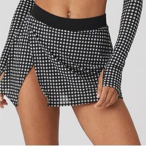 Alo Black and White Mesh Gingham Checkered Tennis Skirt Skort